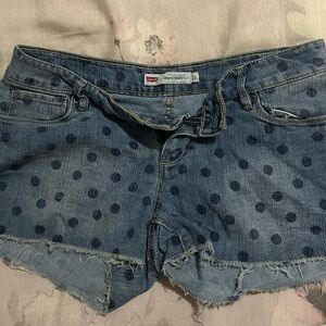Levi's Blue Jean Shorts with Distressed Hem